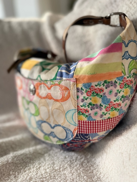 Vintage Y2K Coach Patchwork Hamptons Hobo Scribble Shoulder Bag Purse Floral - Picture 4 of 16
